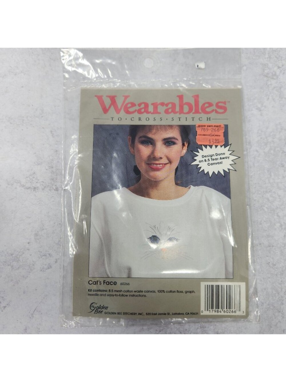 Vintage Wearables Cross Stitch Kit Pattern Sealed New Cat's Face 60266